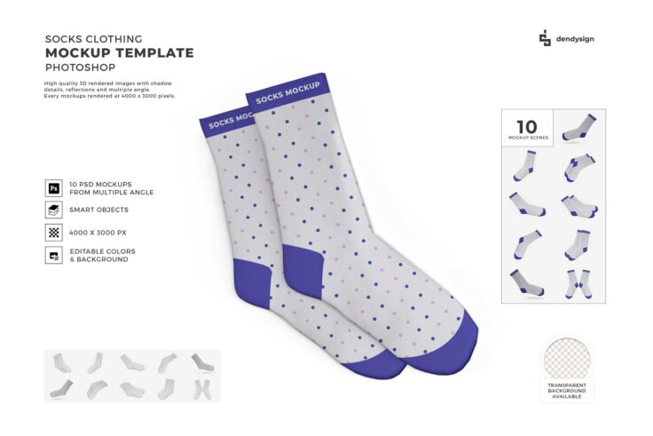 View Information about 10 Socks Mockup Template Set