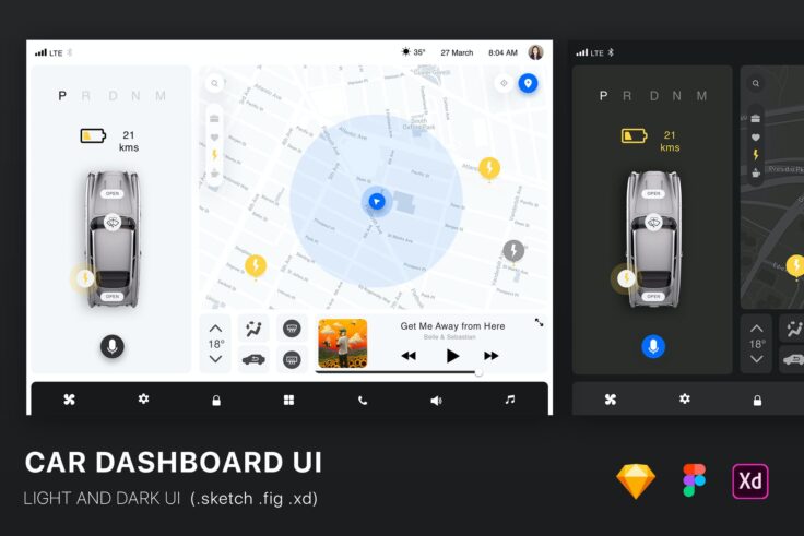 View Information about Car Dashboard UI Adobe XD Template