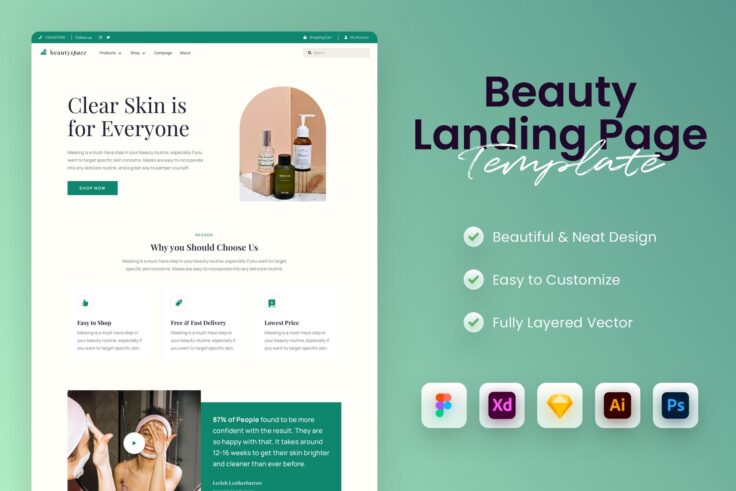 View Information about Beauty Landing Page Template