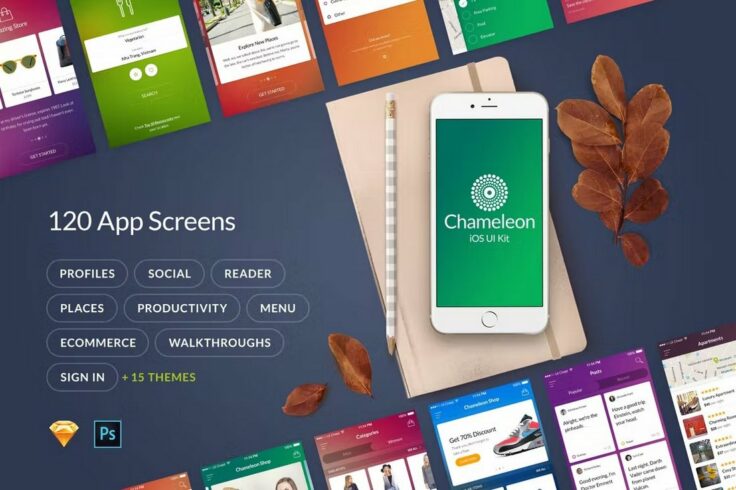 View Information about Chameleon Mobile App UI Kit for Sketch