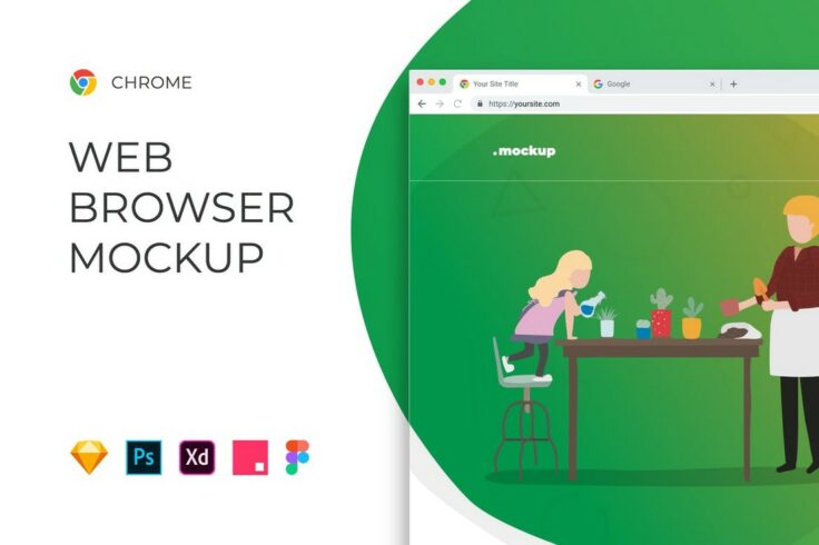 View Information about Chrome Browser Window Website Mockup