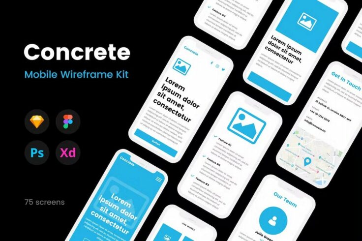 View Information about Concrete Figma Mobile Wireframe UI Kit