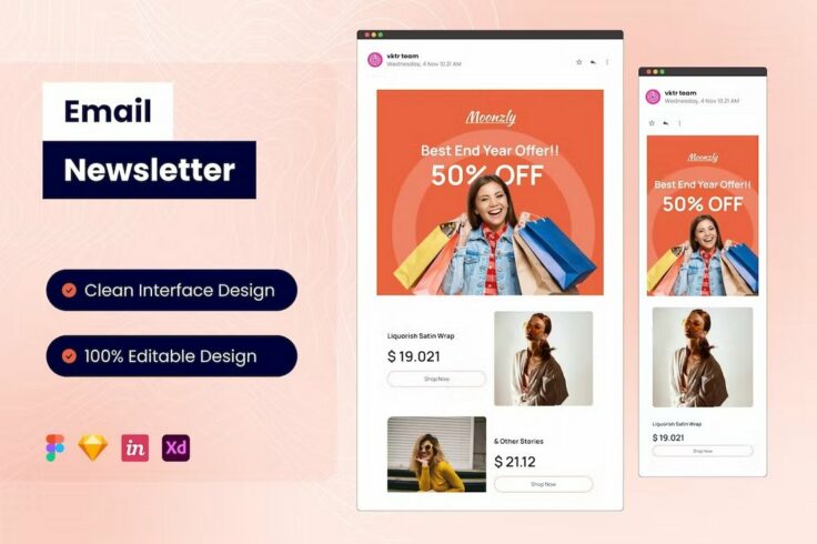 View Information about Email Newsletter Template for Sketch