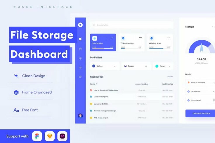 View Information about File Storage Dashboard Sketch Template