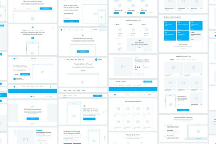 View Information about Frames 3 Web Wireframe Kit Sketch Templates