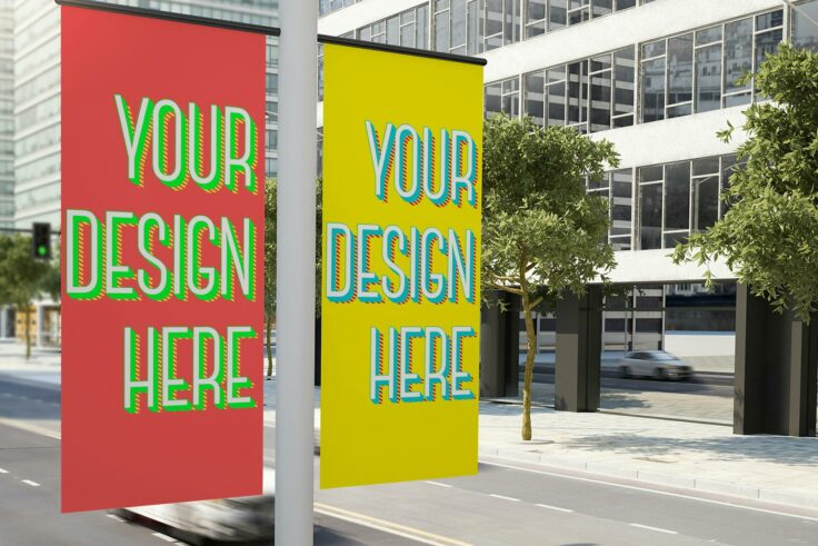 View Information about Lamp Post Banner Mockup Template