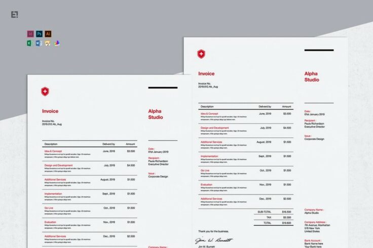 View Information about Minimal Blank Invoice Template for Word
