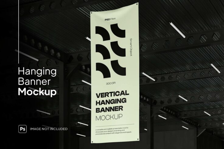 View Information about Modern Hanging Banner Mockup PSD