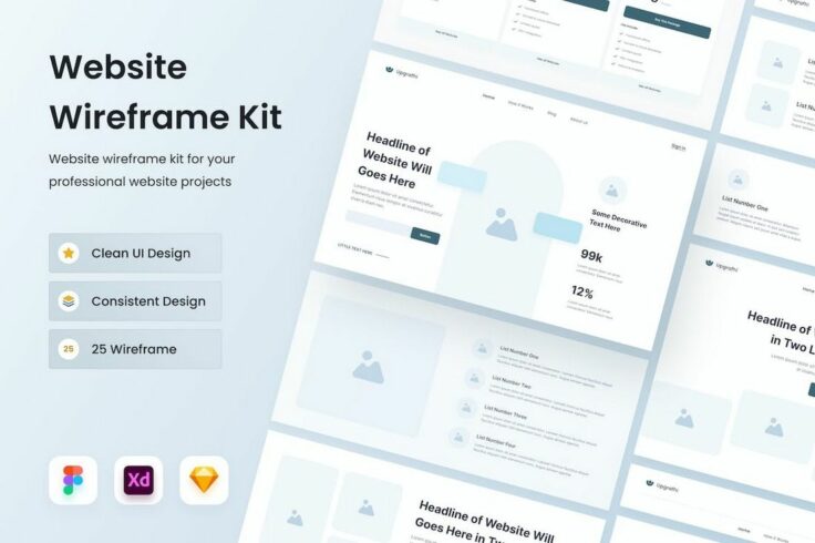 View Information about Modern Website Wireframe Kit for Adobe XD