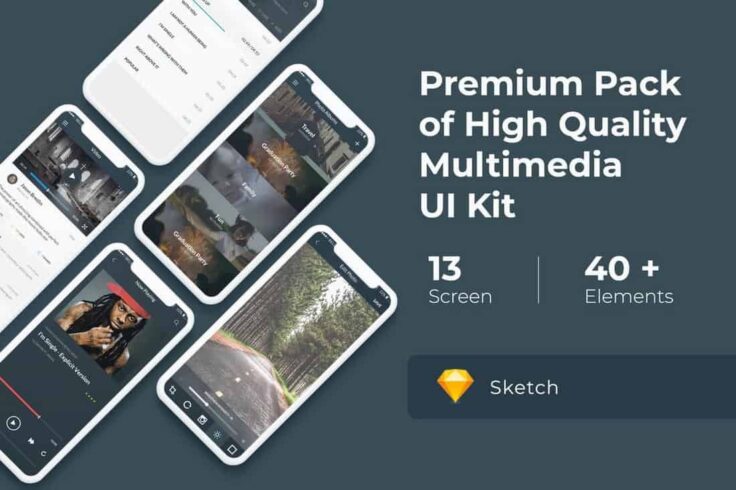 View Information about Multimedia and Entertainment UI KIT for Sketch