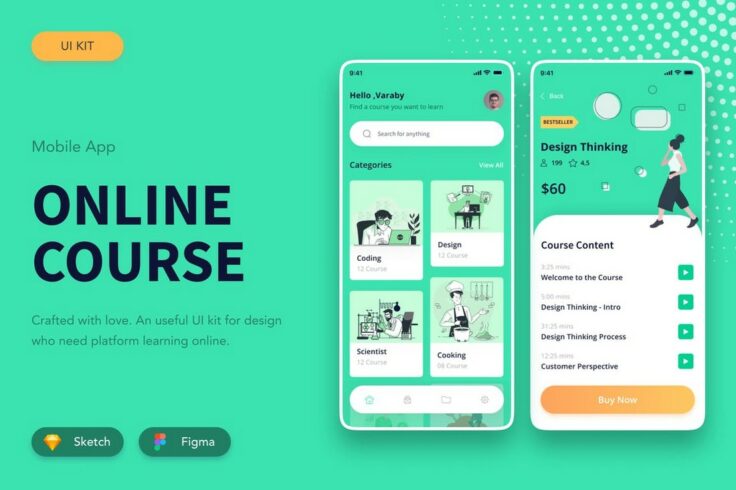 View Information about Online School App Template for Figma & Sketch