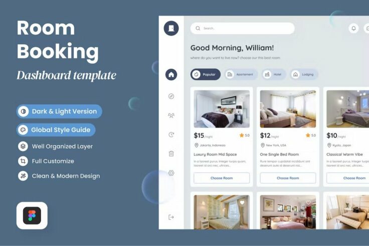 View Information about Roomate Hotel Booking App Dashboard Figma UI Kit