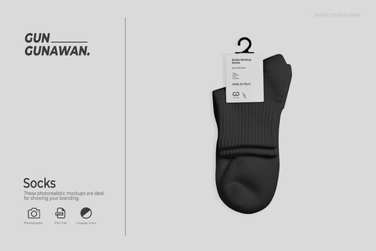 View Information about Simple Black Socks Mockup