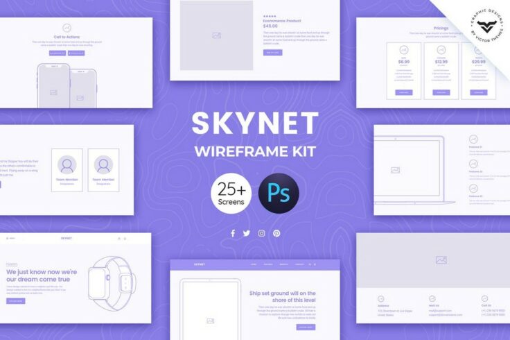 View Information about Skynet Web Wireframe Kit PSD Templates