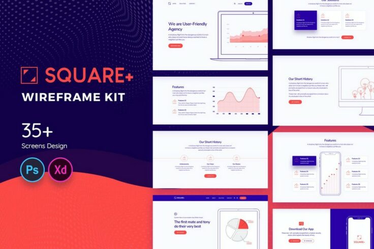 View Information about Square+ Web Wireframe Kit for Adobe XD