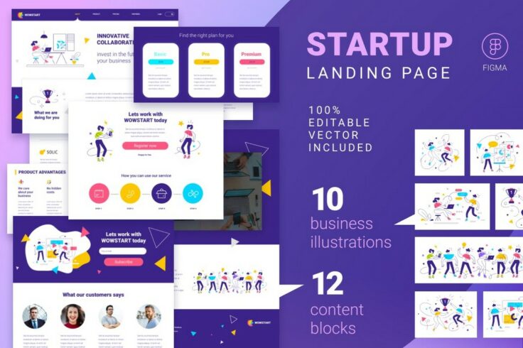 View Information about Startup Landing Page Template With Illustrations