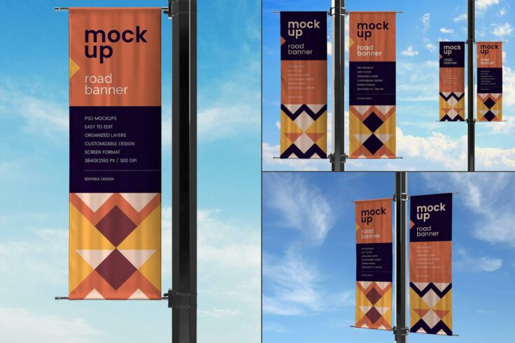 View Information about Street Pole Banner Mockup Set