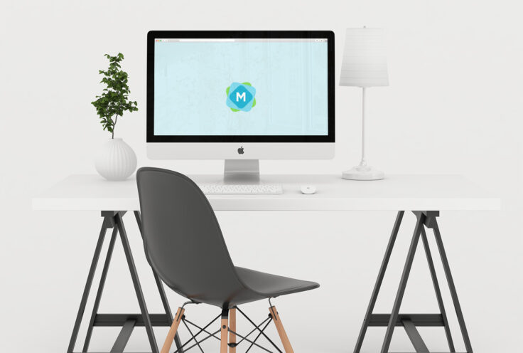 View Information about Stylish iMac Desk Office Mockup