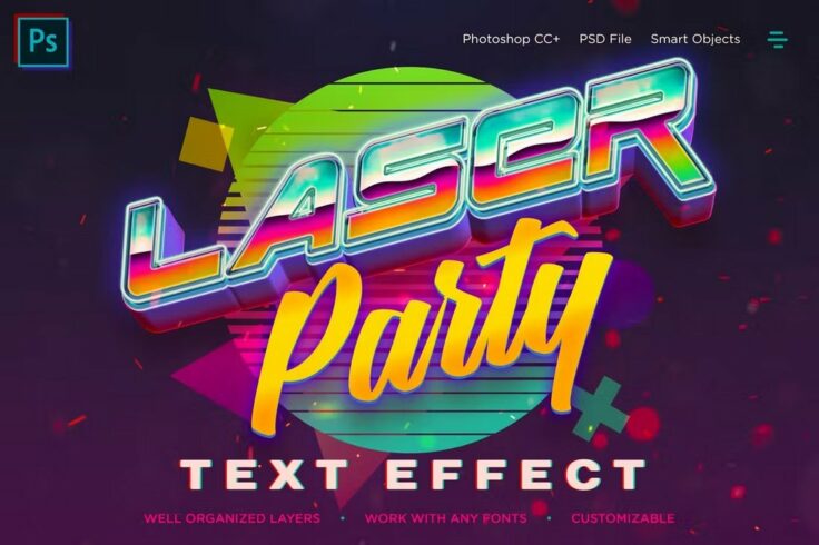 View Information about Synthwave Retro Vibrant 3D Text Effects PSD