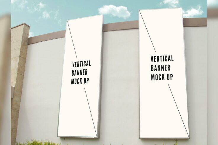 View Information about Vertical Banner on Wall Mockups