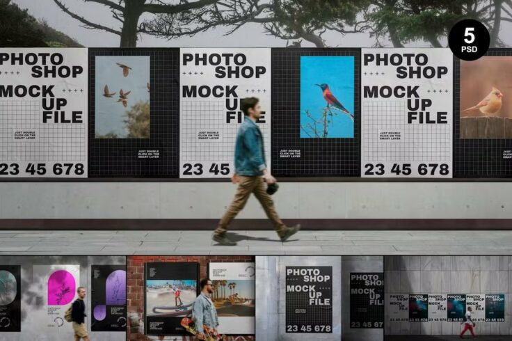 View Information about Realistic Wall Poster Mockup Set