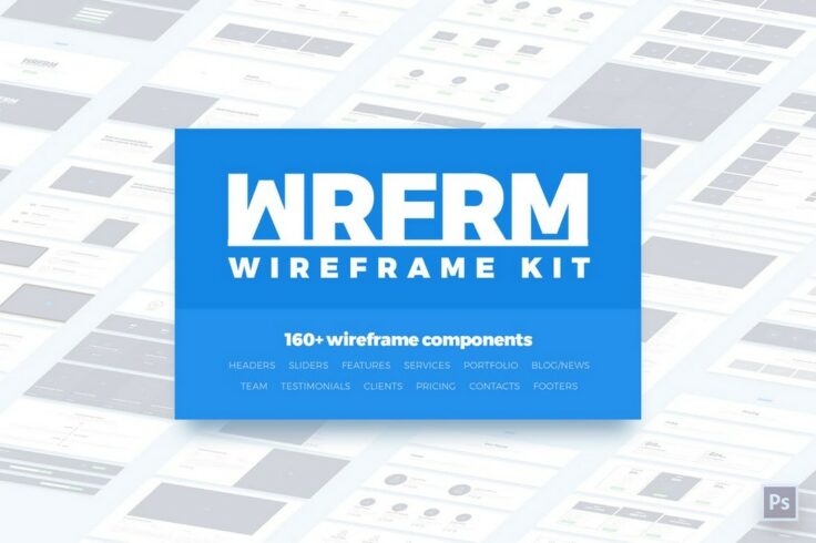 View Information about WRFRM – Wireframe Kit Photoshop Templates